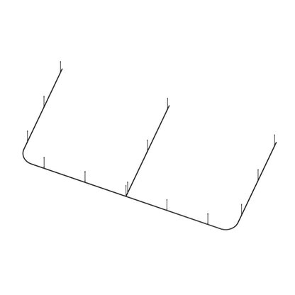 Zone E dividing curtain track kit in black, track and drop tubes only – isometric view