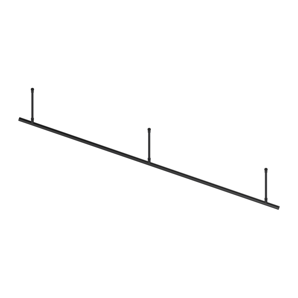 Zone I straight run dividing curtain track kit in black, track and drop tubes only – isometric view