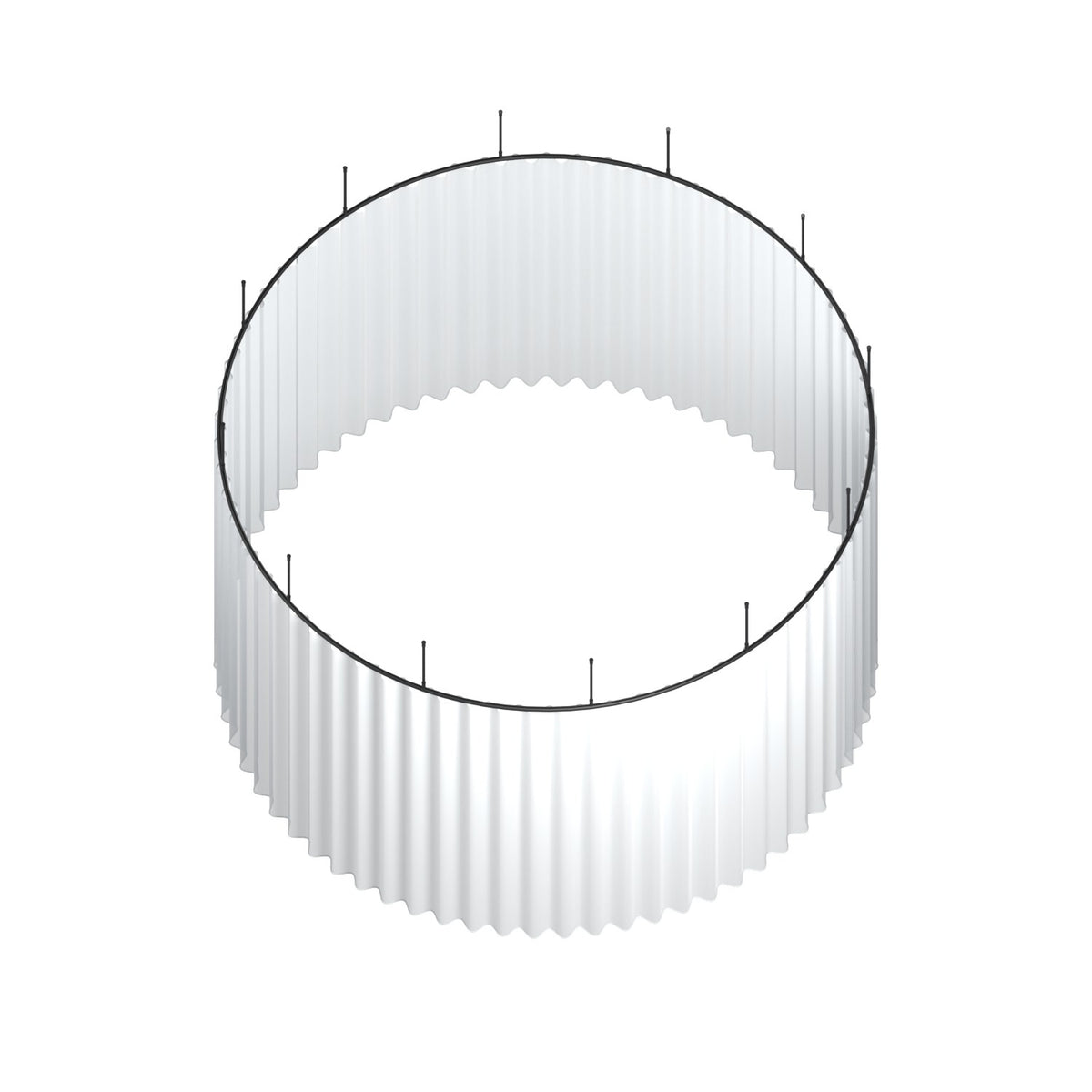 Zone O full circle dividing curtain track kit in black with wave curtain – isometric view