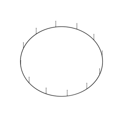 Zone O full circle dividing curtain track kit in black, track and drop tubes only – isometric view
