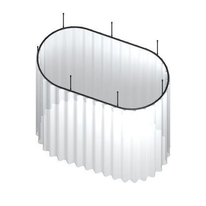 Zone Pod dividing curtain track kit in black with wave curtain – isometric view