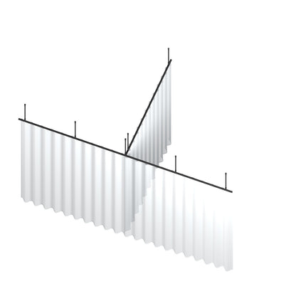 Zone T dividing curtain track kit in black with wave curtain – isometric view