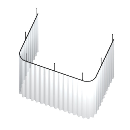 Zone U dividing curtain track kit in black with wave curtain – isometric view