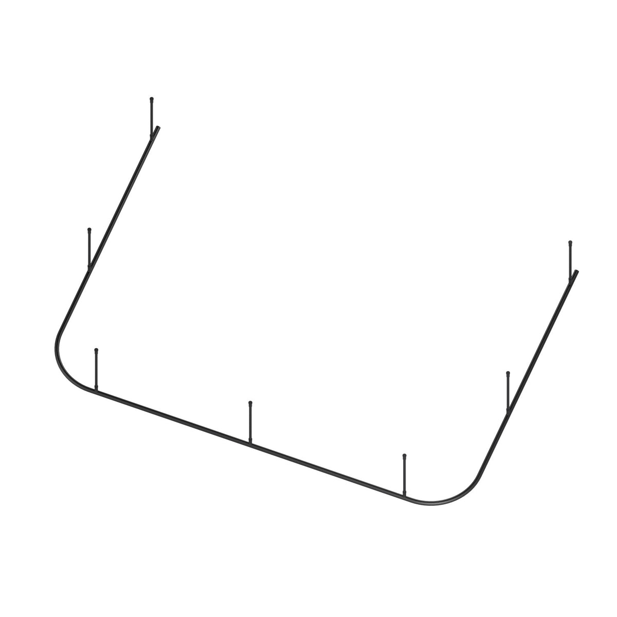 Zone U dividing curtain track kit in black, track and drop tubes only – isometric view